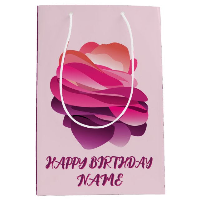 Herzlichen Glückwunsch zum Geburtstag personalisie Mittlere Geschenktüte (Vorderseite)