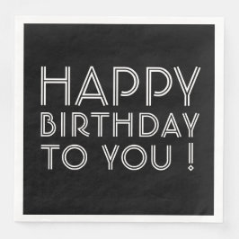 "Herzlichen Glückwunsch zum Geburtstag!" Schwarz u Serviette