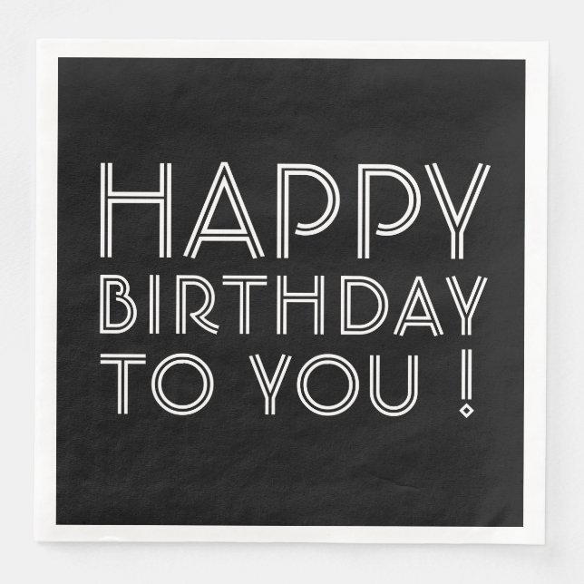 "Herzlichen Glückwunsch zum Geburtstag!" Schwarz u Serviette (Vorderseite)