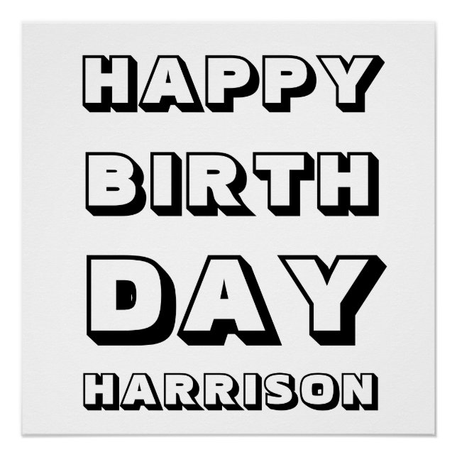 Herzlichen Glückwunsch zum Geburtstag Schwarz-weiß Poster (Vorderseite)