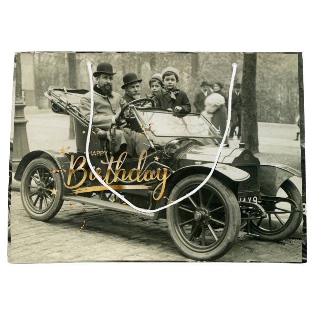 Herzlichen Glückwunsch zum Geburtstag Vintages Alt Große Geschenktüte (Vorderseite)