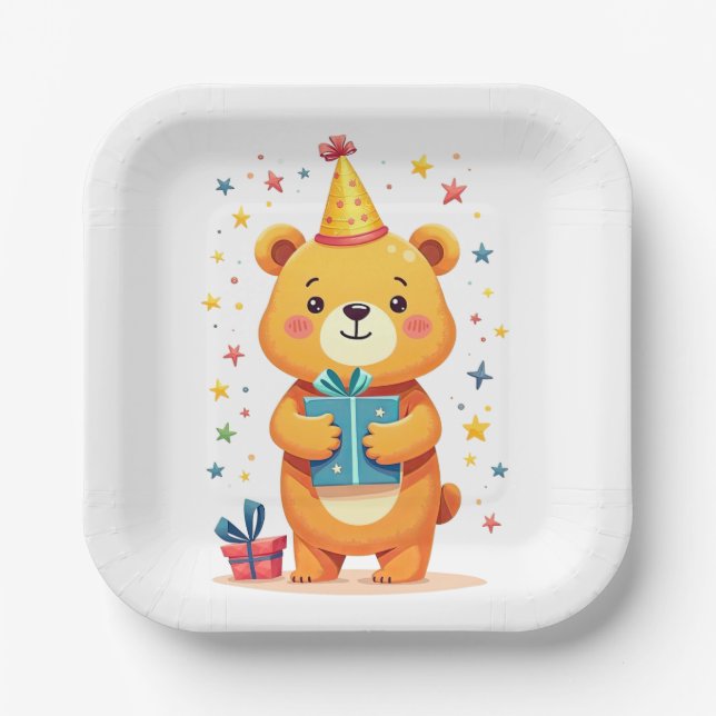 Herzlichen Glückwunsch zum Geburtstag von einem ni Pappteller (Vorderseite)