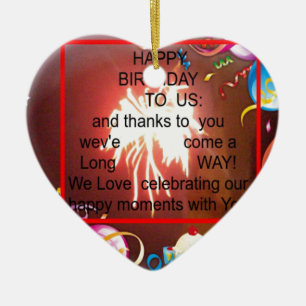 Herzlichen Glückwunsch zum Geburtstag von uns Art  Keramikornament