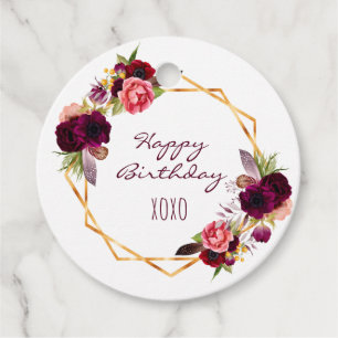 Herzlichen Glückwunsch zum Geburtstag weißes, flor Geschenkanhänger