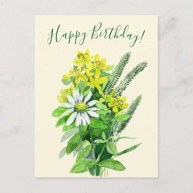Herzlichen Glückwunsch zum Geburtstag, Wildblumen  Postkarte (Vorderseite)