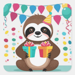 Herzlichen Glückwunsch zum Geburtstag zum Niedlich Quadratischer Aufkleber