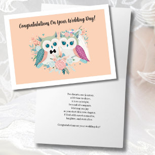 Herzlichen Glückwunsch zum Hochzeitstag, süße Eule Karte