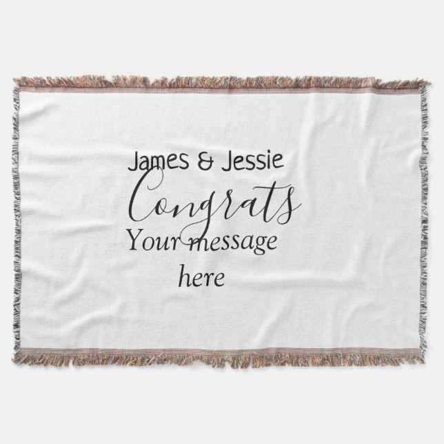 Herzlichen Glückwunsch zum Namen Nachricht Hochzei Decke (Vorderseite)