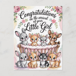Herzlichen Glückwunsch zum neuen Baby Mädchen mit  Postkarte