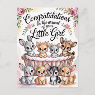 Herzlichen Glückwunsch zum neuen Baby Mädchen mit Postkarte