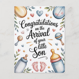 Herzlichen Glückwunsch zum neuen Babyjungen Wasser Postkarte
