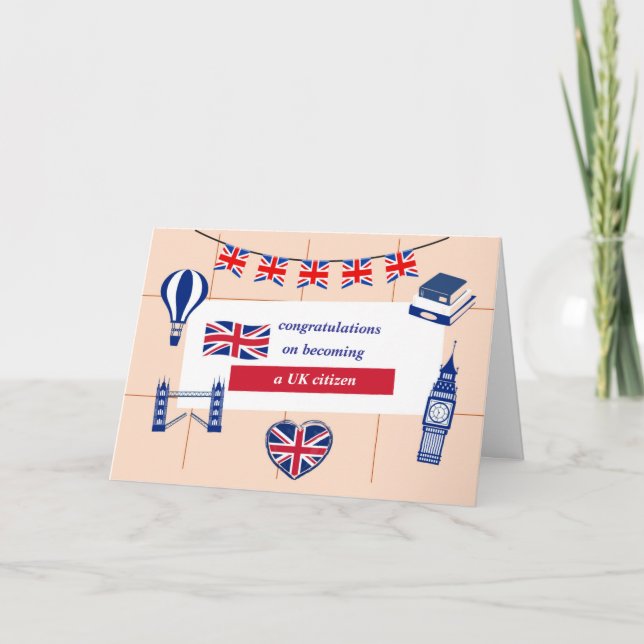 Herzlichen Glückwunsch zum neuen britischen Bürger Karte (Vorderseite)