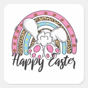 Herzlichen Glückwunsch zum Ostern! Quadratischer Aufkleber