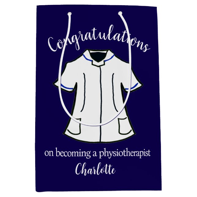 Herzlichen Glückwunsch zum Physiotherapeuten Mittlere Geschenktüte (Vorderseite)