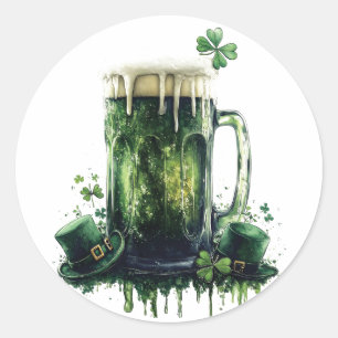 Herzlichen Glückwunsch zum St. Patrick's Day! Bier Runder Aufkleber