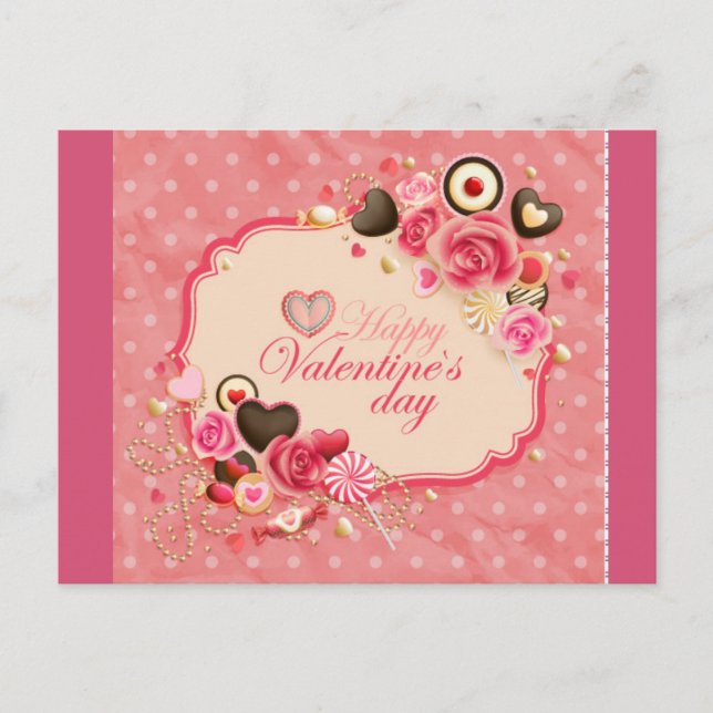 Herzlichen Glückwunsch zum Valentinstag! Feiertagspostkarte (Vorderseite)