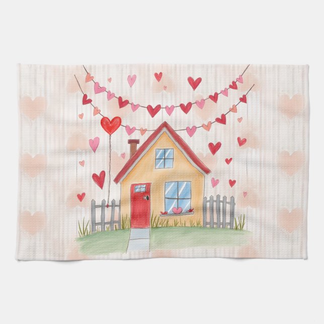 Herzlichen Glückwunsch zum Valentinstag! Geschirrtuch (Horizontal)