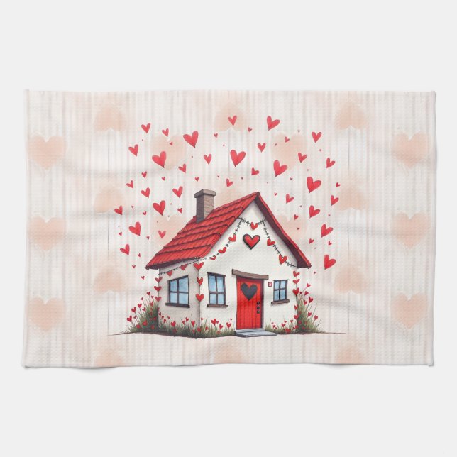 Herzlichen Glückwunsch zum Valentinstag! Geschirrtuch (Horizontal)