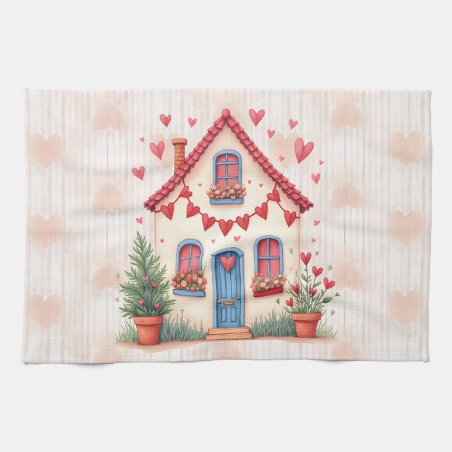 Herzlichen Glückwunsch zum Valentinstag! Geschirrtuch (Horizontal)