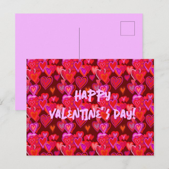 Herzlichen Glückwunsch zum Valentinstag! Postkarte (Vorne/Hinten)