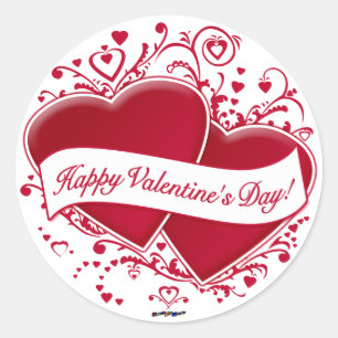Herzlichen Glückwunsch zum Valentinstag! Rote Her Runder Aufkleber