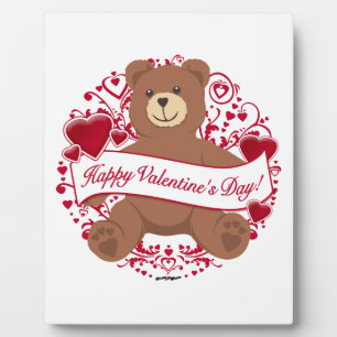 Herzlichen Glückwunsch zum Valentinstag! Teddybär Fotoplatte