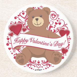 Herzlichen Glückwunsch zum Valentinstag! Teddybär Getränkeuntersetzer