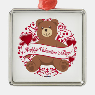 Herzlichen Glückwunsch zum Valentinstag! Teddybär Ornament Aus Metall
