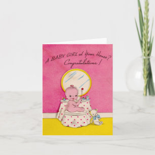 Herzlichen Glückwunsch zum Vintage-Baby Mädchen Karte