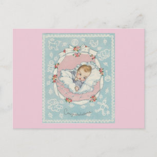 Herzlichen Glückwunsch zum Vintage-Baby Postkarte