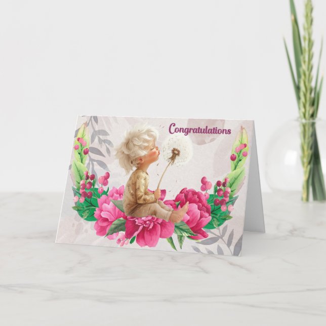 Herzlichen Glückwunsch zur Adoption der Baby Boy C Dankeskarte (Vorderseite)