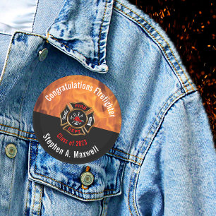 Herzlichen Glückwunsch zur Firefighter Flames-Kla Button