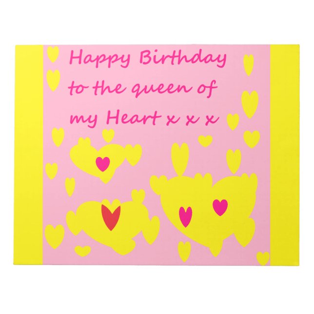 Herzlichen Glückwunsch zur Geburtstagsbotschaft au Notizblock (Vorderseite)