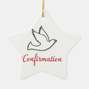 Herzlichen Glückwunsch zur Konfirmation Taube mit Keramikornament