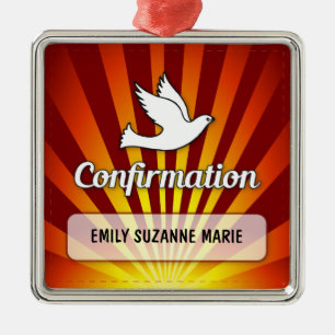 Herzlichen Glückwunsch zur Konfirmation Taube mit  Silbernes Ornament