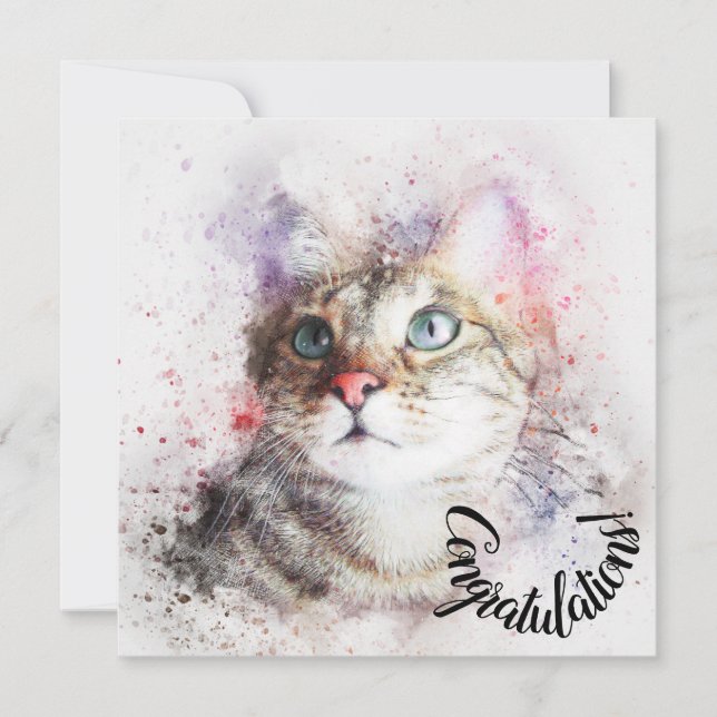 Herzlichen Glückwunsch zur neuen Katze-Karte für H Karte (Vorderseite)