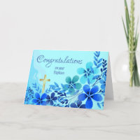 Herzlichen Glückwunsch zur Taufe mit Blauen Blumen