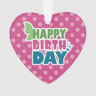 Herzlicher Glückwunsch zum Geburtstag, rosa Punkte Ornament