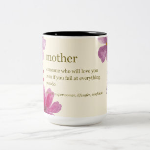 Herzliches 'Definition einer Mutter' Florales Zwei Zweifarbige Tasse