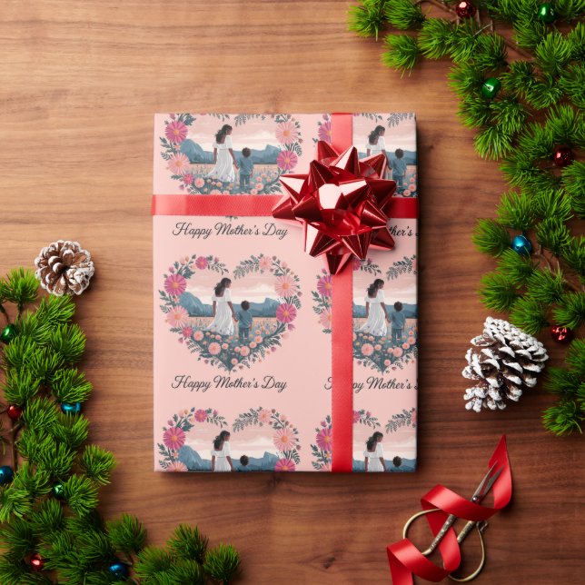 Herzliches Muttertagsdesign: Mama und Kind Geschenkpapier (Feiertagsgeschenk)