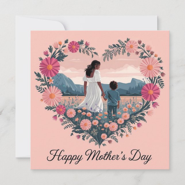 Herzliches Muttertagsdesign: Mama und Kind Karte (Vorderseite)