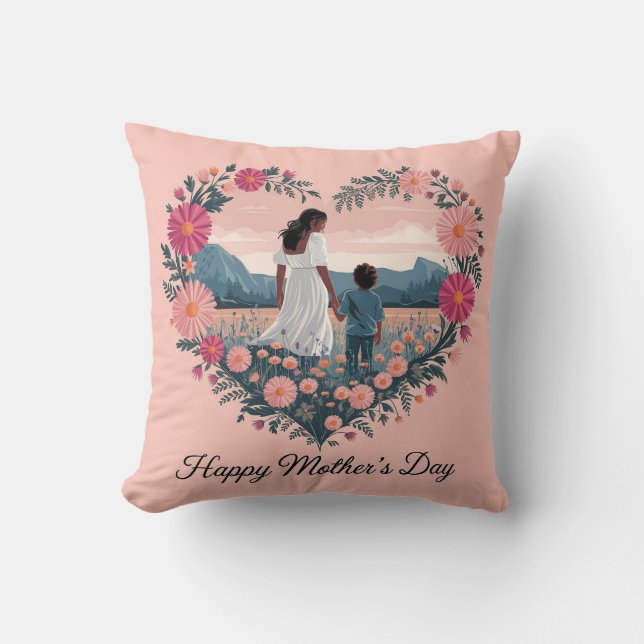 Herzliches Muttertagsdesign: Mama und Kind Kissen (Vorderseite)