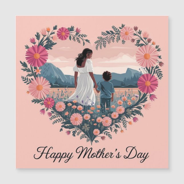 Herzliches Muttertagsdesign: Mama und Kind Magnetkarte (Vorderseite)