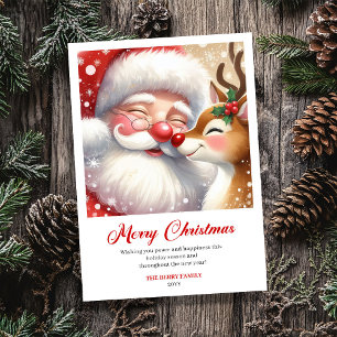 Herzliches Weihnachtsgruß von Santa und Rudolph Feiertagskarte