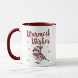 Herzlichste Grüße – Gemütlicher Wintervogel Tasse