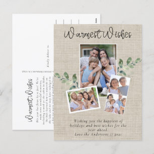 Herzlichste Grüße Jute-Eukalyptus-Fotocollage Feiertagspostkarte