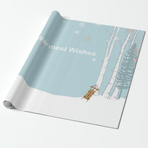 Herzlichste Grüße Winterwald mit Schlitten und Sch Geschenkpapier
