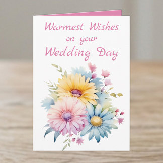 Herzlichste Grüße zur Hochzeit Blumen rosa Karte