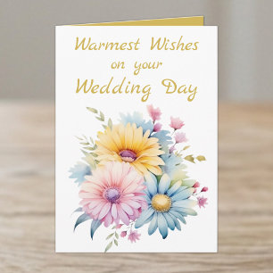 Herzlichste Wünsche zur Hochzeit Blumen Gold Karte