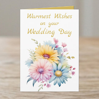 Herzlichste Wünsche zur Hochzeit Blumen Gold Karte